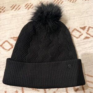 lululemon athletica Black Knit Hat with Pom Pom